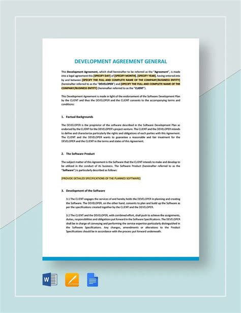 Enproject Development Agreement Template