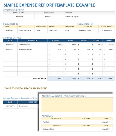 Enproject Expense Report Template
