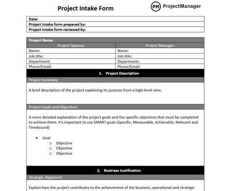 Enproject Intake Form Template Excel