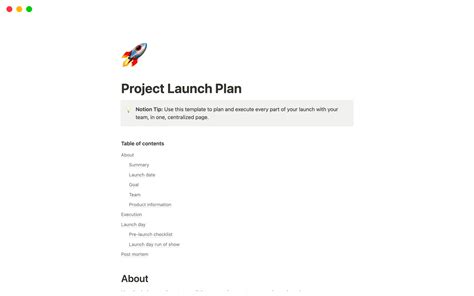 Enproject Launch Plan Template