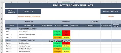 Enproject Management Multiple Project Tracking Template Excel