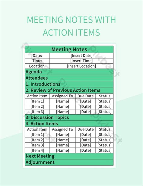 Enproject Meeting Notes Template With Action Items
