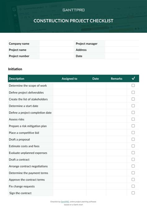Enproject Plan Checklist Template