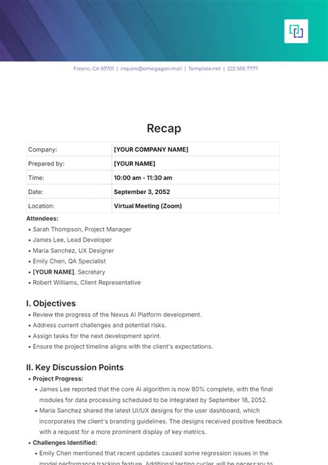 Enproject Recap Template