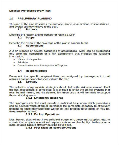 Enproject Recovery Plan Template