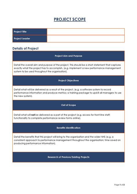 Enproject Scope Statement Template