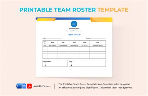 Enproject Team Roster Template