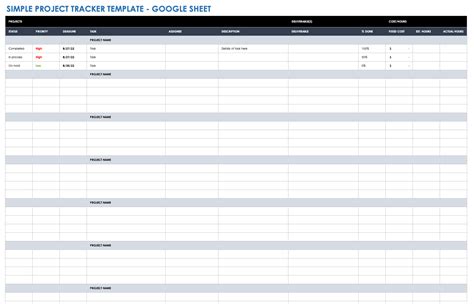 Enproject Tracking Template Google Sheets