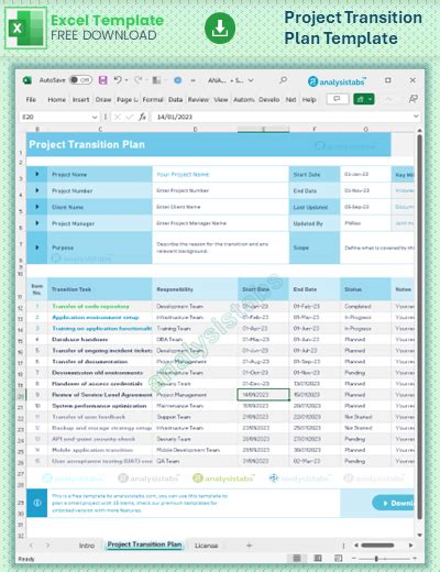 Enproject Transition Plan Template Excel