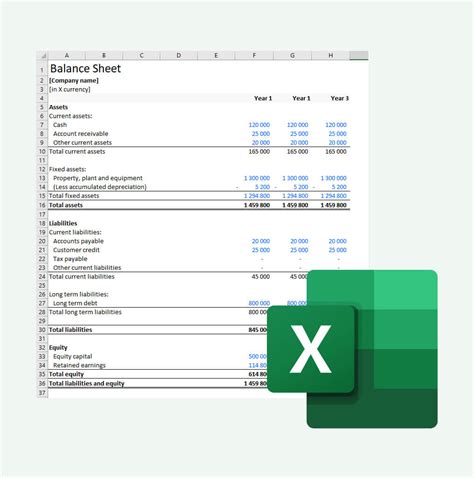 Enprojected Balance Sheet Template Excel