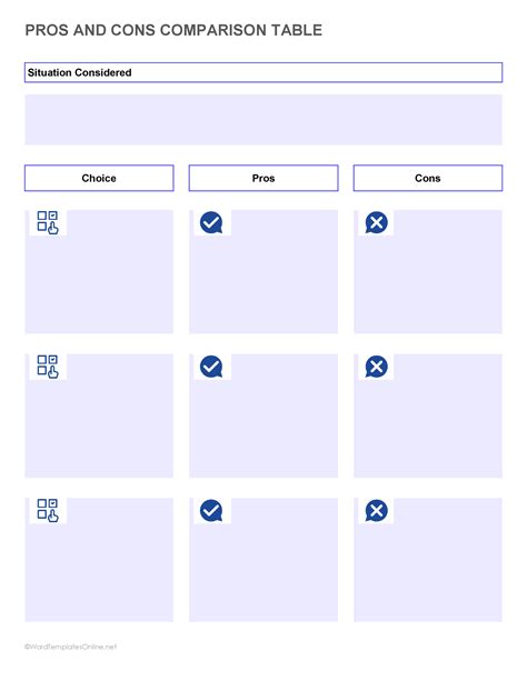 Enpros And Cons List Template