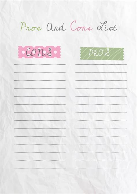 Enpros And Cons Template Google Docs