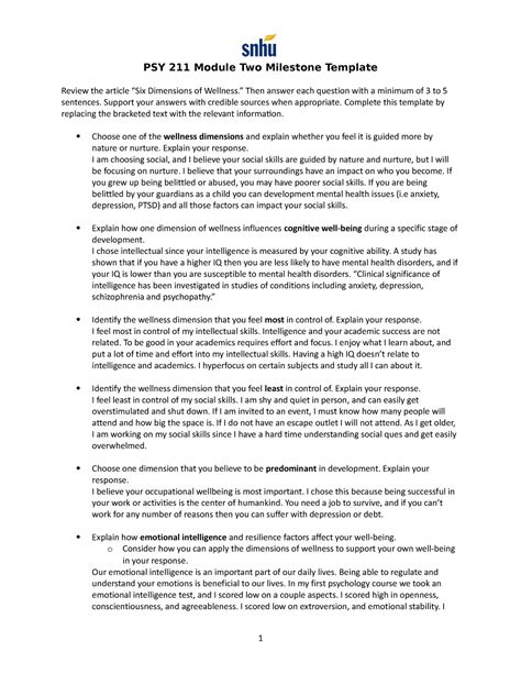 Enpsy 211 Module Two Milestone Template