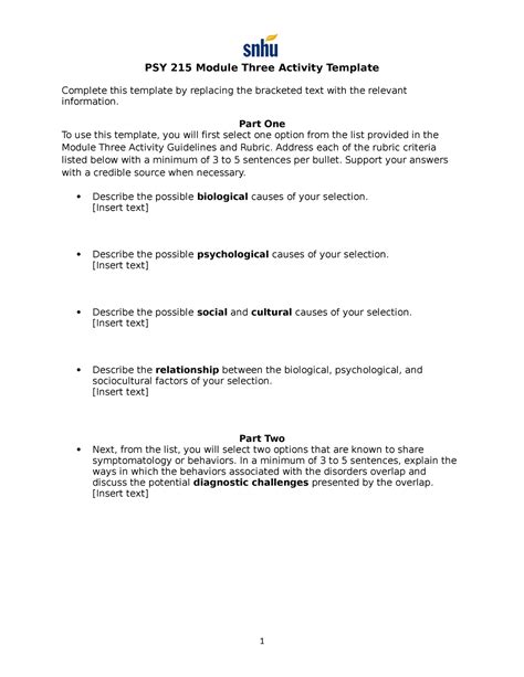 Enpsy 215 Module Three Activity Template