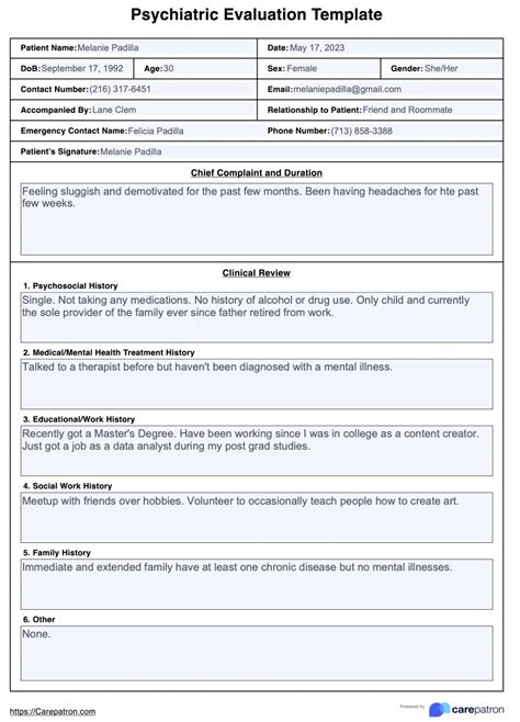 Enpsychiatric Interview Template