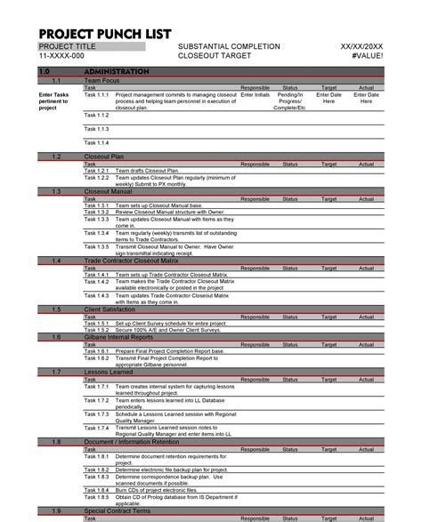 Enpunch List Walk Through Template