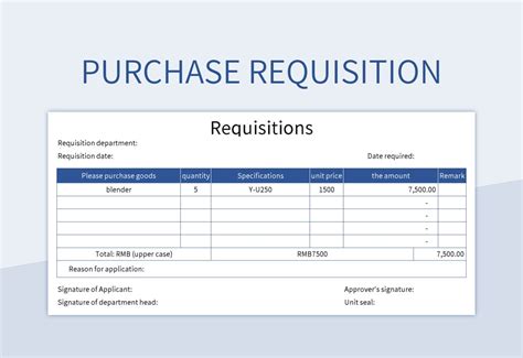Enpurchase Requisition Template Excel