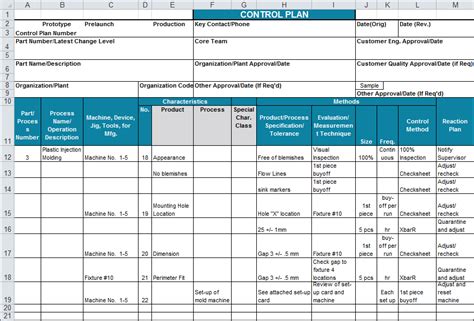 Enquality Control Plan Template Excel