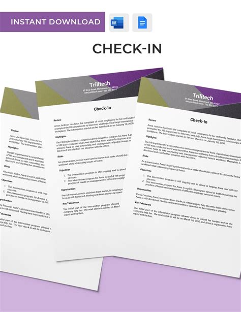 Enquarterly Check In Template