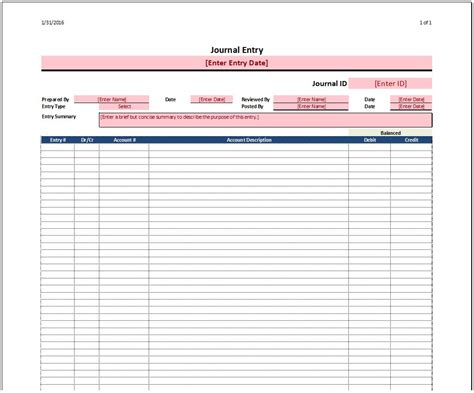 Enquickbooks Journal Entry Template Excel
