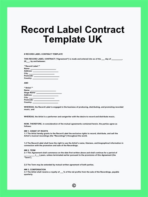 Enrecord Label Contract Template