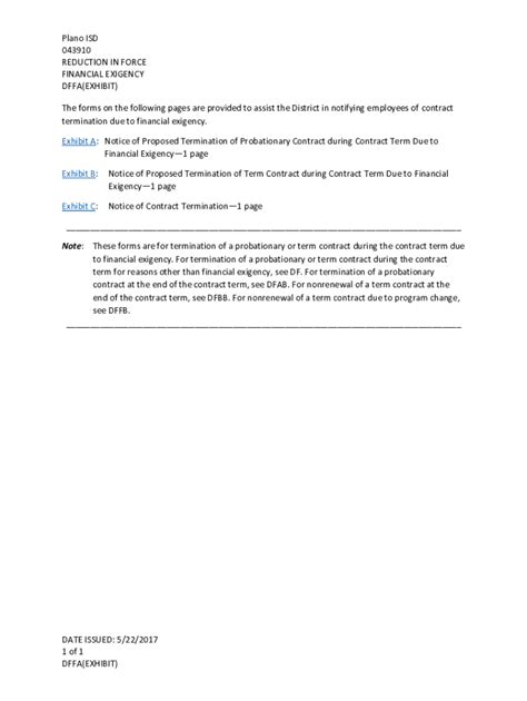 Enreduction In Force Letter Template