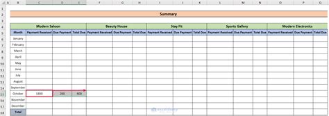 Enrent Payment Template Excel