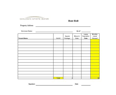 Enrent Roll Template Excel