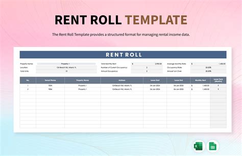 Enrent Roll Template Excel Free