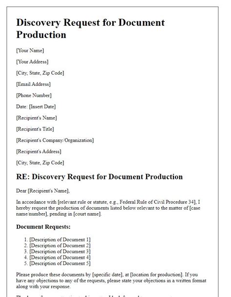 Enrequest For Discovery Template