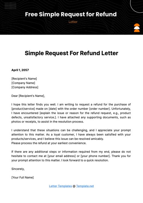 Enrequest For Refund Template