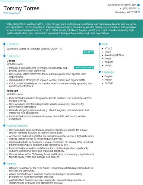 Enresume Template For Web Developer