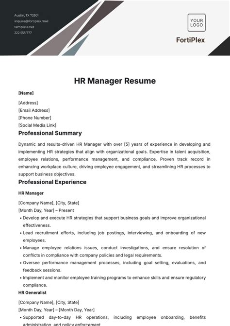 Enretail Manager Resume Template