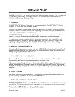 Enreturn And Exchange Policy Template