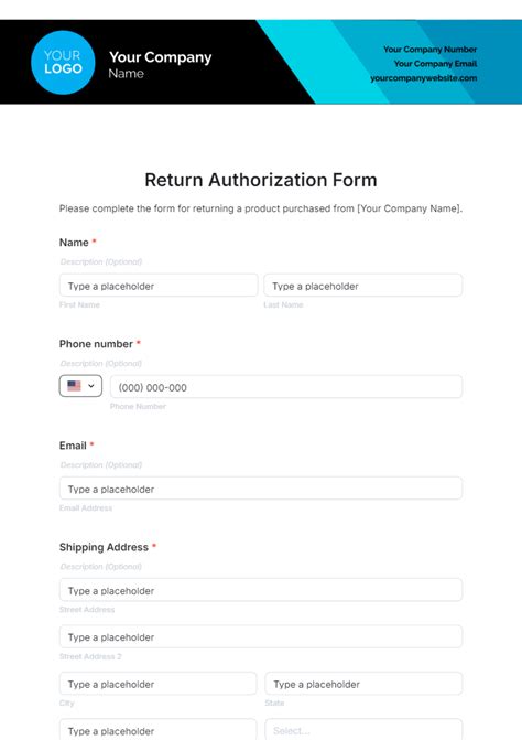 Enreturn Authorization Form Template