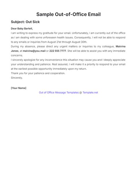 Enreturn To Office Email Template