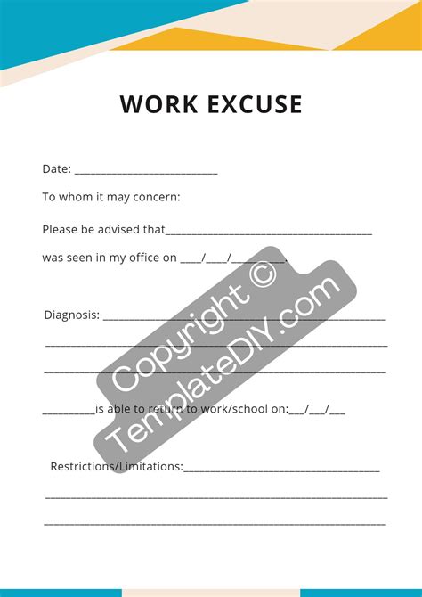 Enreturn To Work Excuse Template