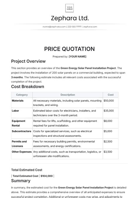 Enrfp Pricing Template