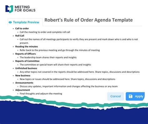 Enrobert Rules Of Order Minutes Template