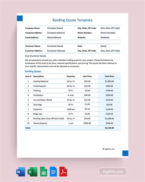 Enroof Quote Template