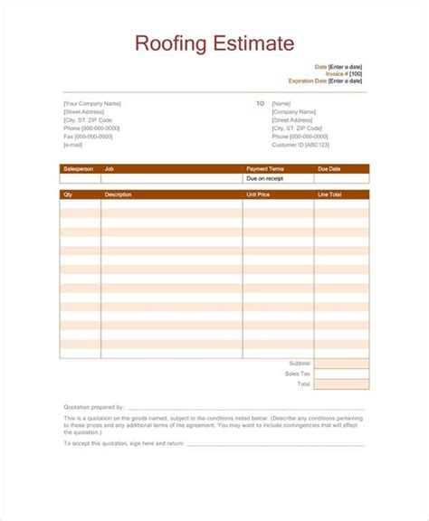 Enroofing Estimate Templates