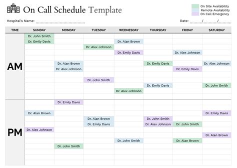 Enrotating On Call Schedule Template
