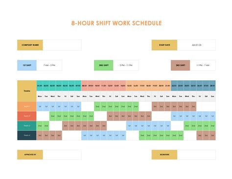 Enrotating Shift Schedule Template