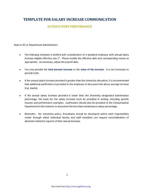 Ensalary Increase Communication Template