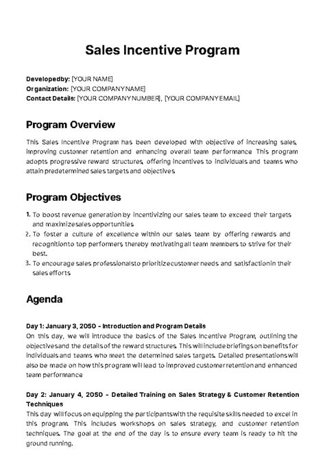 Ensales Incentive Program Template