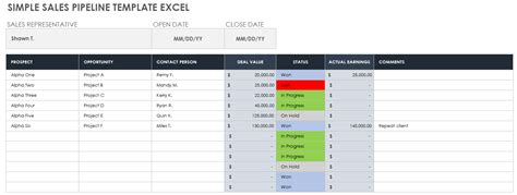 Ensales Pipeline Template Excel