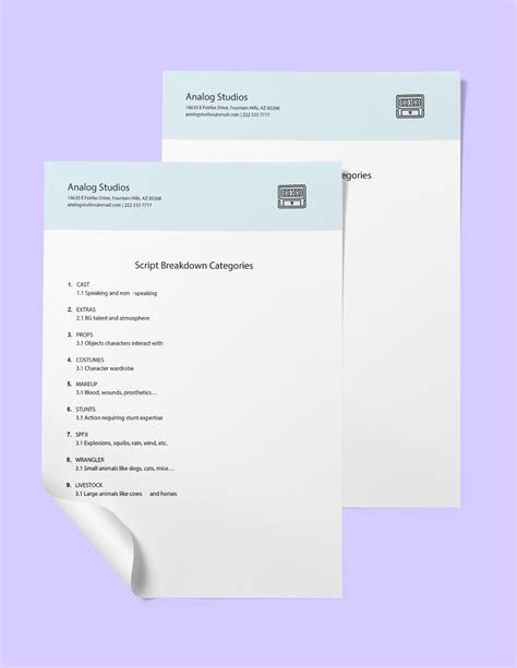 Enscript Breakdown Sheet Template