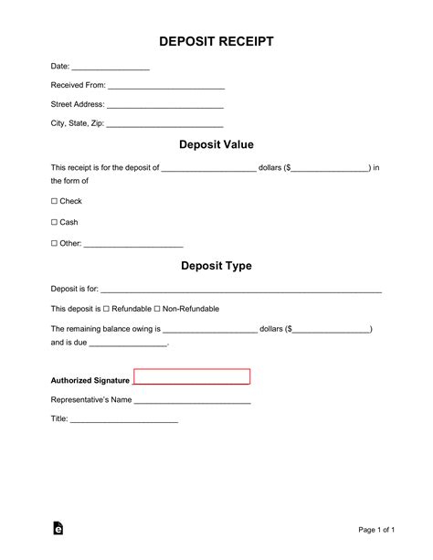 Ensecurity Deposit Return Receipt Template
