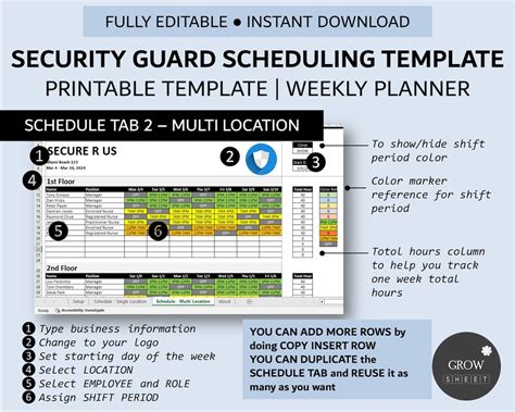 Ensecurity Guard Shift Schedule Template