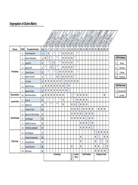 Ensegregation Of Duties Matrix Template Excel